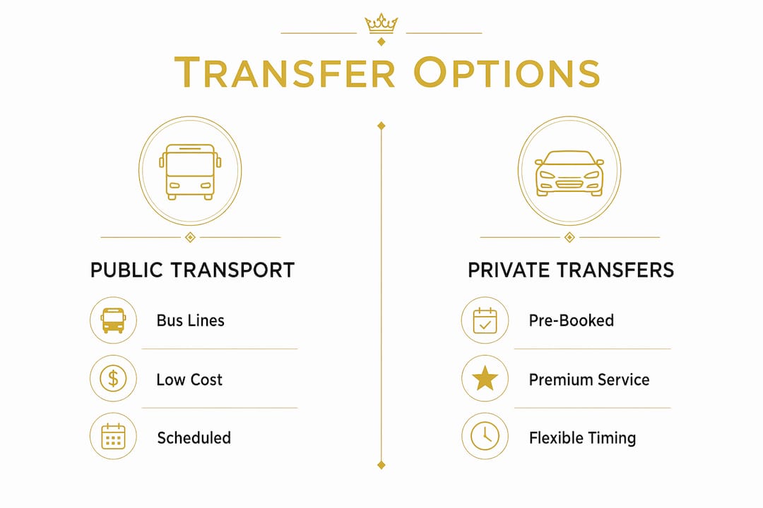 Infographic comparing public transport and private transfer options from Tallinn airport