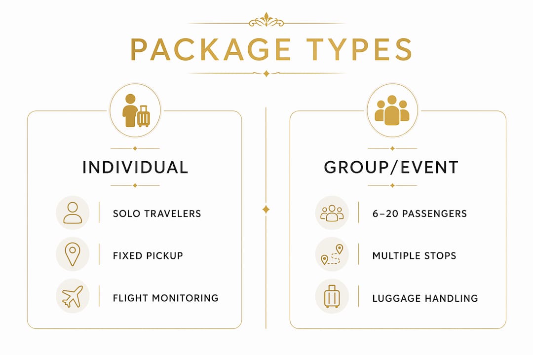 Comparison of individual and group transfer packages