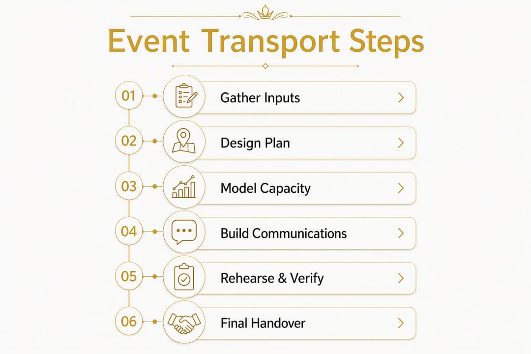 Infographic showing event transportation planning steps