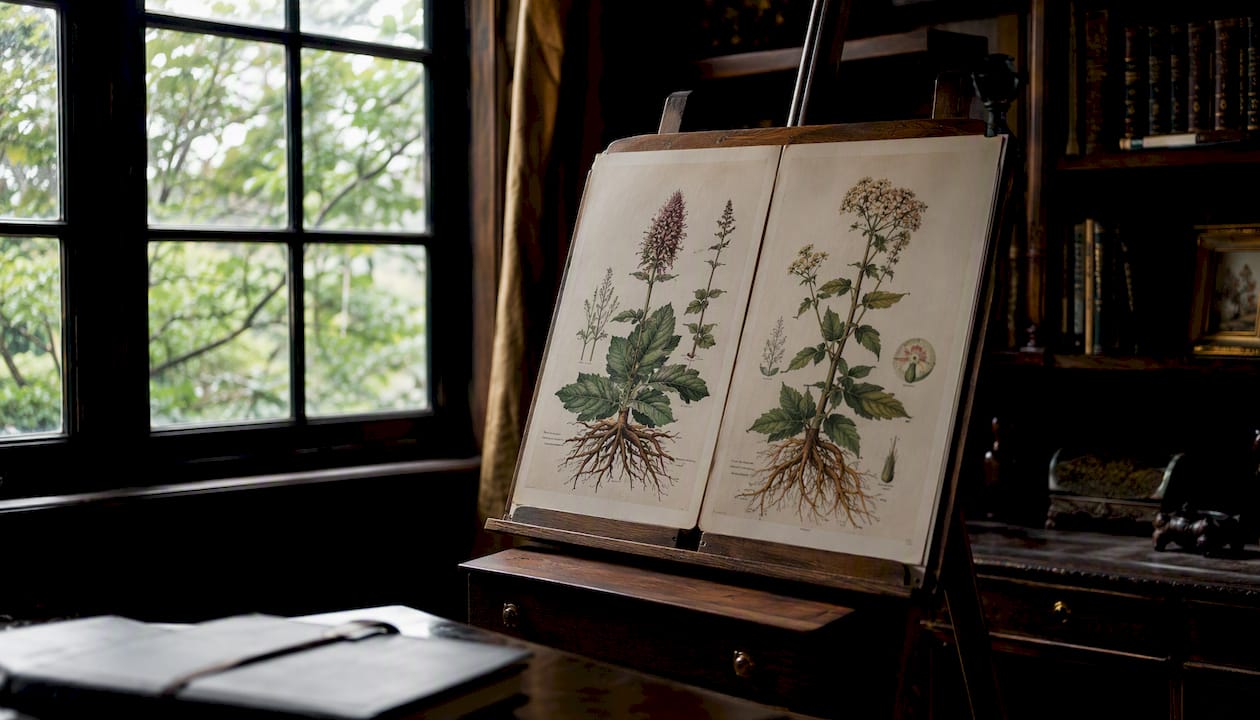 Detailed botanical illustrations for healing plants
