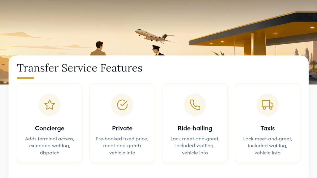Comparison chart of transfer service features