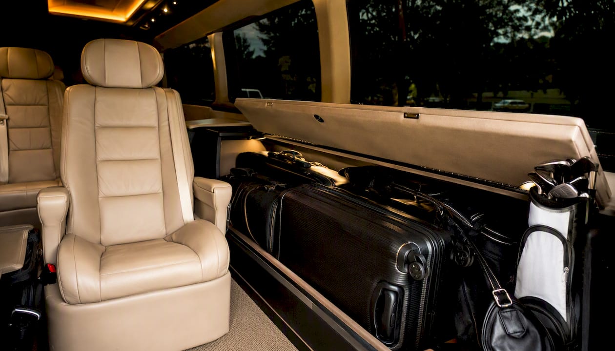 Organized luggage in luxury vehicle interior