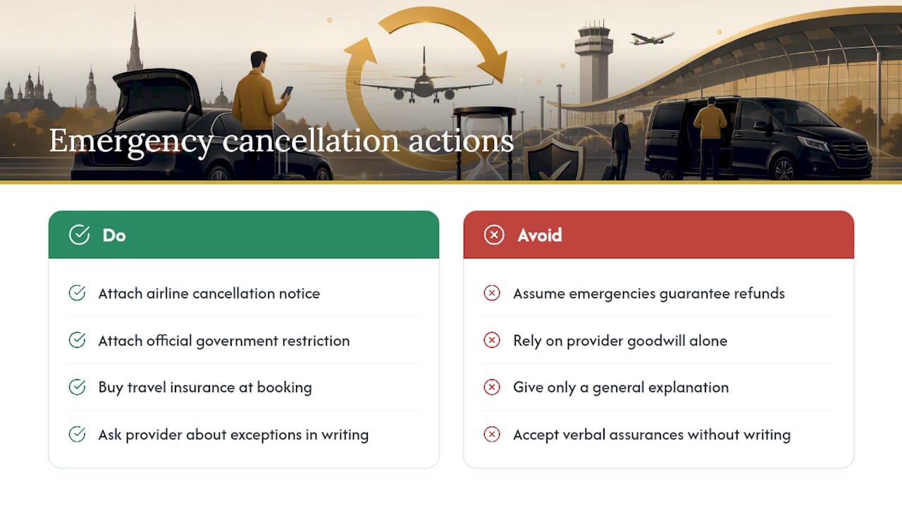 Cancelling Because of COVID-19 or Other Emergencies — overview diagram