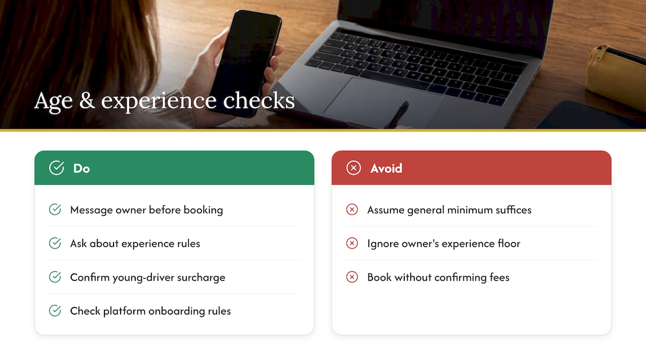 Age limits and driving experience beyond the basics — overview diagram