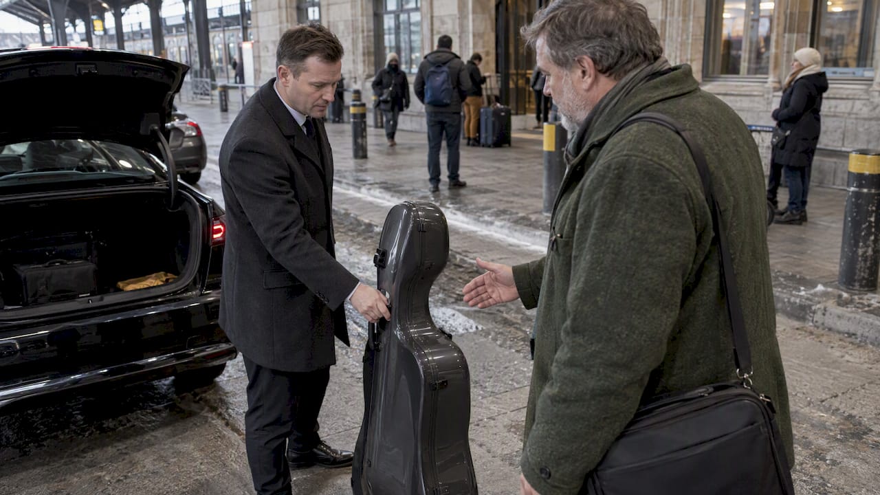 Chauffeur asking before moving luggage