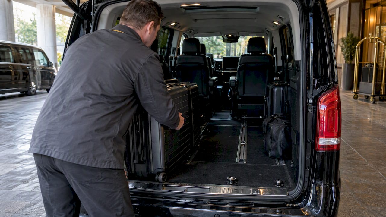 Suitcase loaded into a V-Class with rear seats removed